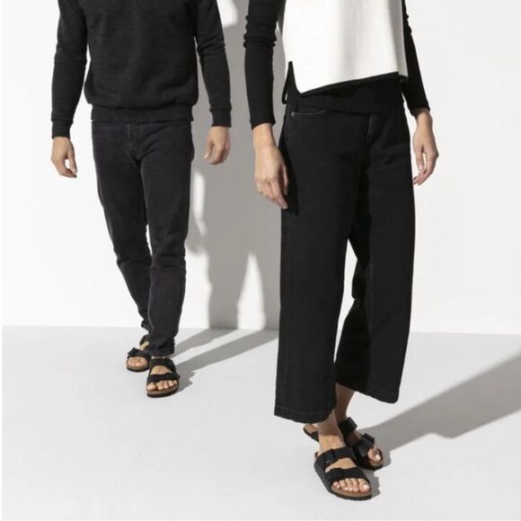 Birkenstock Arizona Birko-Flor Black Leather Sandals US 8-8.5 Boho Coastal Beach - Picture 14 of 15